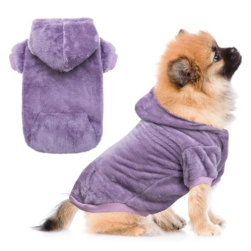 ALUZAEMO Hunde-Kapuzenpullover für große Meidum kleine Hunde, Winter, Herbst, Fleece, warm, mit Kapuze, Haustier-Sweatshirt, Kleidung mit Taschen für kaltes Wetter (S-XXL) von ALUZAEMO