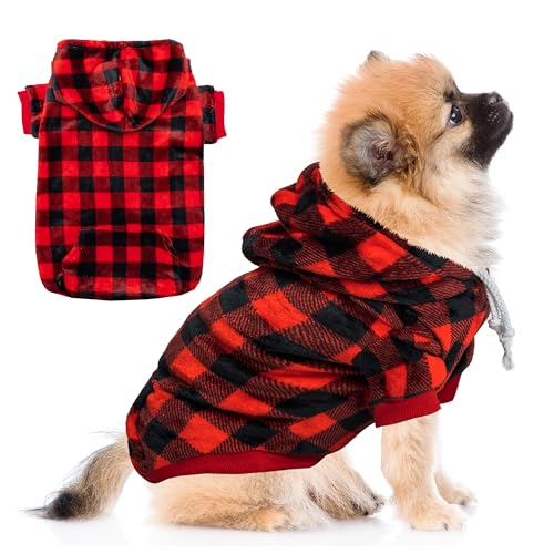 ALUZAEMO Hunde-Kapuzenpullover für große mittelgroße kleine Hunde, Winter Herbst Fleece warme Kapuze Hundekleidung Sweatshirt mit Taschen für kaltes Wetter (S-XXL) von ALUZAEMO