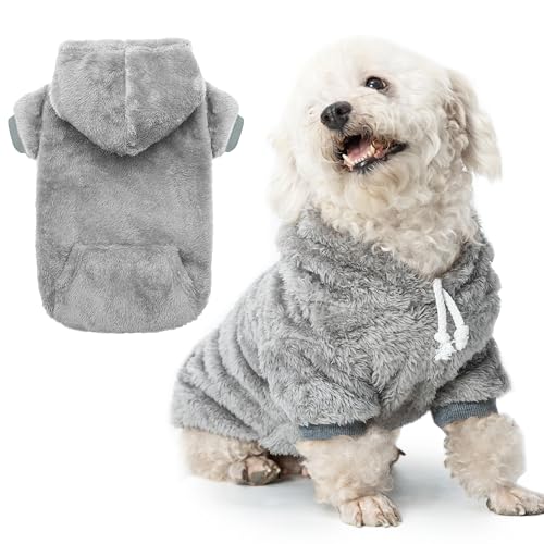 ALUZAEMO Hunde-Kapuzenpullover für große mittelgroße kleine Hunde, Winter Herbst Fleece warme Kapuze Hundekleidung Sweatshirt mit Taschen für kaltes Wetter (S-XXL) von ALUZAEMO