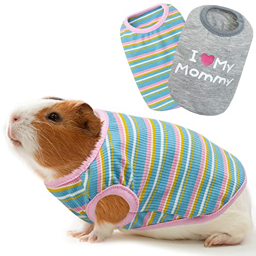 ALUZAEMO Meerschweinchen-Kleidung – 2 Stück niedliche kleine Tierweste Kleidung für Ratten, Kaninchen, Chinchila, Frettchen, Kätzchen, Chihuahua, atmungsaktives T-Shirt, Haustierkostüm von ALUZAEMO