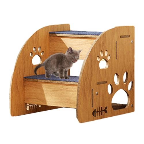 ALWIDA Hundetreppe für Bett | Hundetreppe für den Innenbereich, rutschfeste Hundebettstufen, Katzentreppe aus Holz, Hochbett, Haustiertreppe für große, mittelgroße und kleine Hunde und Katzen von ALWIDA