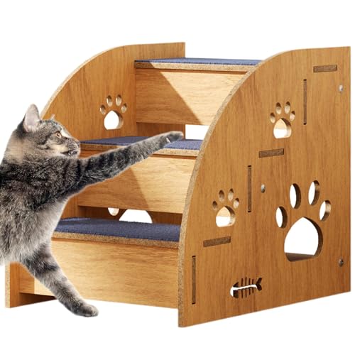 ALWIDA Hundetreppe für Bett – Indoor-Haustiertreppe Hundetreppe | Hochbett Klettern Hundebett Stufen, rutschfeste Hölzerne Hundetreppe für große/mittelgroße/kleine Hunde & Katzen, Haustierbedarf von ALWIDA