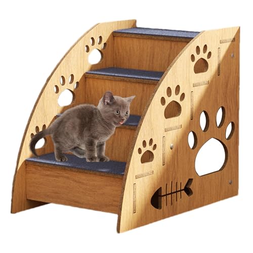 ALWIDA Hundetreppe für Bett – Indoor-Katzentreppe, Haustiertreppe, Hochbett, Kletter-Hundebett, rutschfeste Holztreppe für große, mittelgroße und kleine Hunde und Katzen, Haustierbedarf von ALWIDA