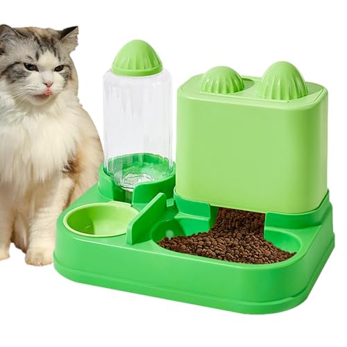 ALWIDA Katzennäpfe für Hauskatzen, 2-in-1 Bienen-/Kaktus-Trinkbrunnen mit Futternapf, automatische Bewässerungsflasche, großes Fassungsvermögen für Hunde, Welpen, Kätzchen von ALWIDA