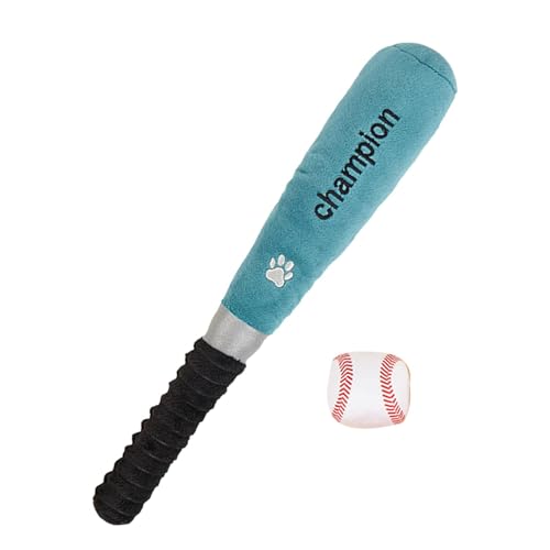 ALWIDA Plüsch-Baseball-Hundespielzeug | Leckerli-Spielzeug für Hunde, integriertes Quietschen – Welpen-Zahnspielzeug, Kauspielzeug zum Zahnen von Welpen, Baseballschläger-Design für mittelgroße und von ALWIDA