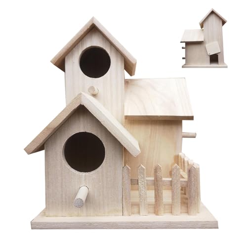 ALWIDA Rotkehlchen-Nistkasten, Vogelhäuser, Vogelkasten, Vogelhaus aus Holz, Vogelnest aus Holz, unlackiertes Holz, Vogelnest aus Holz, unbemalt, Kolibri-Häuser für Haus, Garten, Baumhänger von ALWIDA