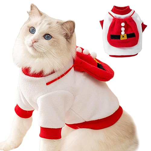 ALWIDA Weihnachtliche Haustier-Hundekleidung, Weihnachtspullover für Katzen und kleine Hunde, Katzen-Weihnachts-Outfit, weiches Plüsch-Weihnachtsmann-Hundekostüm für kleine, mittelgroße Hunde und von ALWIDA