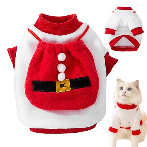 ALWIDA Weihnachtliche Haustier-Hundekleidung – Plüsch-Pullover für Welpen, kleine Hunde und Katzen, weicher Plüsch-Winter-Kapuzenpullover, Mantel, Kleidung, Cosplay-Kostüme für Hunde und Katzen von ALWIDA