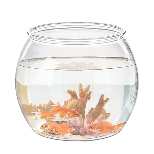 Aquarium-Schale, klein, transparent, rund, für Betta-Fische, Fischglas-Vase für Tischplatte, Aquarium, runde Fischschale für Wohnzimmer, Wohnung, Büros, Zuhause für Goldfische von ALWIDA