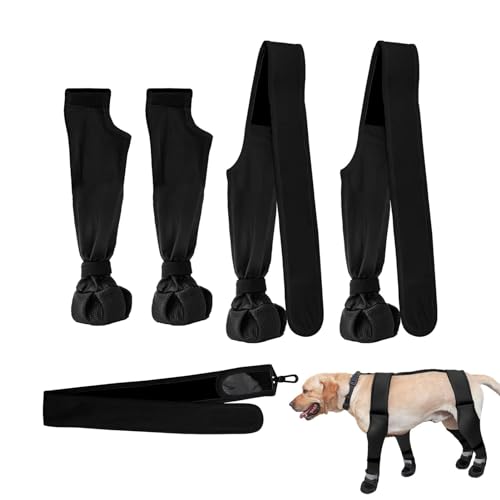 Hosenträgerstiefel für Hunde, wasserdicht, weich, verstellbare Hundepfotenschutz, weiche Winterschuhe, Hundestiefel-Leggings, Pfotenschutz, bequeme, sichere Hundestiefel für kleine, mittelgroße Hunde von ALWIDA