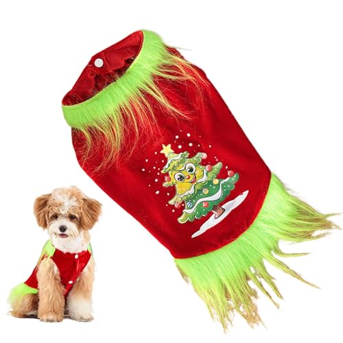 Kleine Hundekleidung – Welpenkleidung für kleine Hunde | Rot-Grüne Weihnachts-Hundekleidung | lustiges Hundekostüm | Lustiger Haustier-Einteiler-Kostüm | bedrucktes Haustier-Hunde-Shirt, von ALWIDA