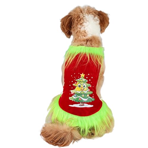 Weihnachtliche Hundekleidung – lustiger Einteiler-Kostüm für Hunde, Weihnachtskleidung, Weihnachtskleidung, rot/grün, für Cosplay, bedrucktes Haustier-Shirt, Urlaubskleidung für kleine Hunde, kaltes von ALWIDA