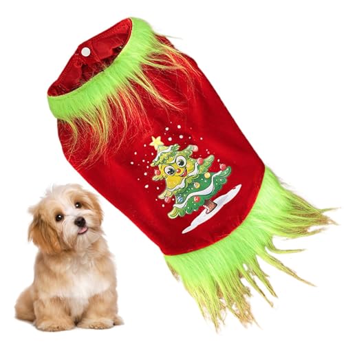 Weihnachtliche Hundekleidung – lustiger Einteiler-Kostüm für Hunde, Weihnachtskleidung, Weihnachtskleidung, rot/grün, für Cosplay, bedrucktes Haustier-Shirt, Urlaubskleidung für kleine Hunde, kaltes von ALWIDA