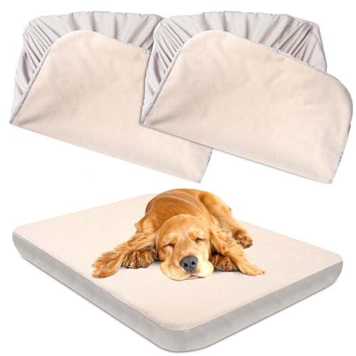 ALWZ-RDY Ersatz-Hundebettbezüge, waschbar, 100 % wasserdicht, weich, geräuschlos, 50 % erhöhte Haltbarkeit, Beige, 76,2 x 50,8 cm, für Hundebett/Haustierbett, 2 Stück von ALWZ-RDY