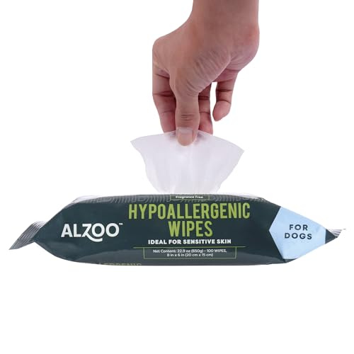 ALZOO Pflegetücher für Hunde, hypoallergen, 100 % pflanzliche Wirkstoffe, 100 Stück von ALZOO