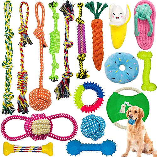 AMAYGA 17-teiliges Hundespielzeug-Set,Langlebiges Hundespielzeug für Welpen/kleine Hunde,Kauspielzeug,ungiftig, geruchlos, langlebig, für die Reinigung von Zähnen von AMAYGA