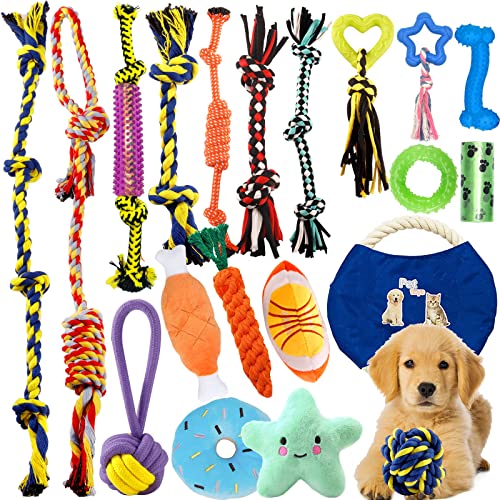 AMAYGA 20-teiliges Hundespielzeug-Set,Langlebiges Hundespielzeug für Welpen/kleine Hunde,Kauspielzeug,ungiftig, geruchlos, langlebig, für die Reinigung von Zähnen von AMAYGA