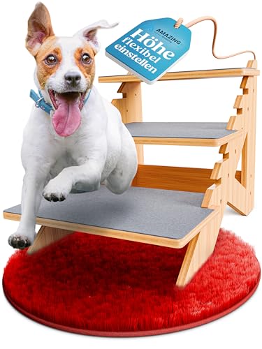 AMAZINGs Haustiertreppe für kleine, mittlere und schwere Hunde, Junge und alte Katzen. Flexibel einstellbar | Hundetreppe, Katzentreppe | 40 cm hoch, für Höhen von 25-55 cm, für Sofa, Couch, Bett von AMAZINGs