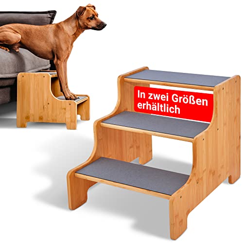 AMAZINGs Hundetreppe für kleine, mittlere und schwere Hunde, Katzen. 3 Stufen | Haustiertreppe, Junge und alte Katzen | 40 cm hoch für Sofa, Bett | Gelenkschonender Ersatz zu Hunderampe von AMAZINGs