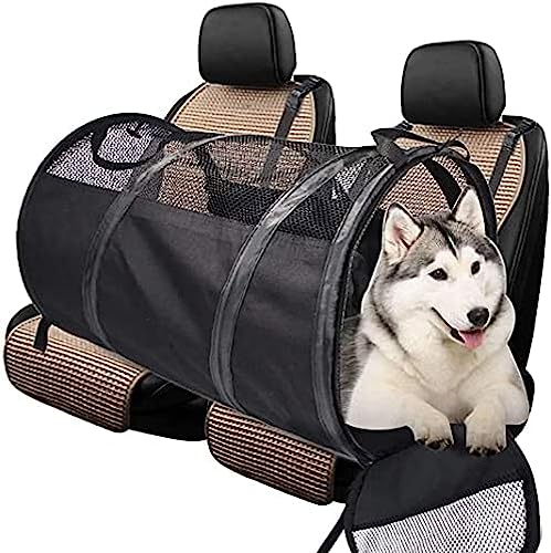 Hundeautokäfig, tragbarer, atmungsaktiver, Faltbarer Haustierzelttunnel, Haustierautositzerhöhung, perfekt für Outdoor-Aktivitäten/Reisen/Reisen,L von AMCaoYiLi