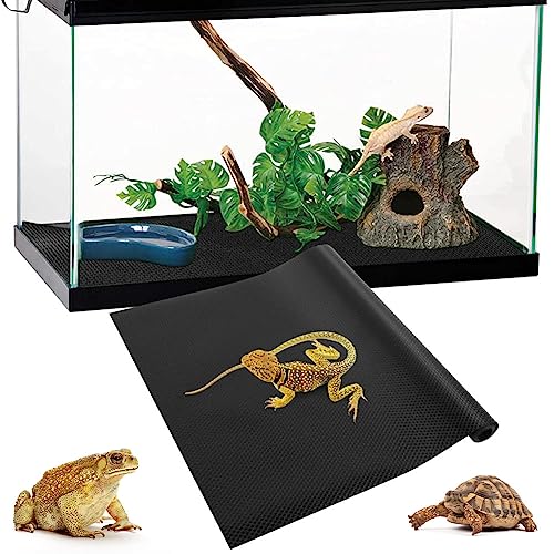 AMFUN Reptilien Teppich, 45 x 200cm Eva Reptilien Bettwäsche für Terrarium, rutschfest Liner Klettermatte für Echsen, Chamäleon, Schildkröte, Leguan, Schlange Bartagame (Schwarz) von AMFUN