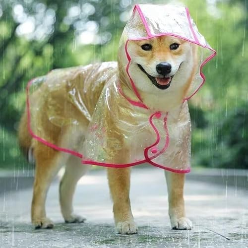 AMIBON Regenmantel Vimy per Cani,Impermeabile per Cani Gatto Con Cappuccio,Transparente Giubbotto Antipioggia per Cani Grandi e Medi (rosa, 2XL) von AMIBON