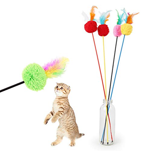 AMILKS cat Toy katzenangel Katzen Angelruten Spielzeug Katzen Zauberstab Spielzeug Katzenstab Katzenspielzeug mit Federn Katzenspielzeugstock d von AMILKS