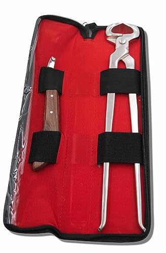 AMKA Hufbeschlagtasche Werkzeug für Hufschmiede 3 teiliges Set mit Hufmesser und Hufschsneidezange + Tasche von AMKA