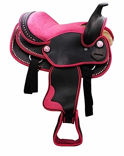 AMKA Pony/Shetty Westernsattel Pedro in pink mit Strasssteinen Steigbügel und Riemen 12" von AMKA