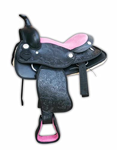 AMKA Westernsattel für Kinder DE ROSA schwarz/pink Ponysattel Shetty von AMKA