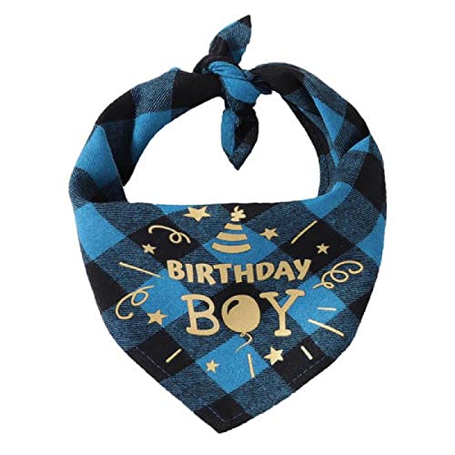 Bandanas für Hunde Hunde Halstücher Katze Halstuch Halsband Baumwolle Plaid Geburtstag Druck Haustier Speichel Handtuch Kleine Mittlere Hunde Zubehör 2 Stück Junge C von AMOIZH