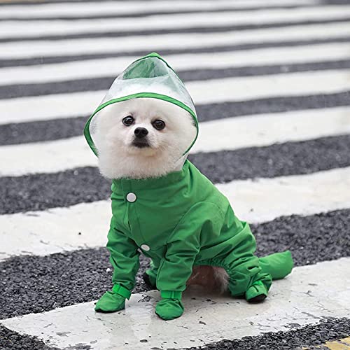 Hunde-Regenmantel, volle Abdeckung, Hunde-Regenmantel, wasserdicht, für kleine Hunde, Yorkie-Kostüm, Welpen-Overall, Haustier-Regenmantel, 1 Stück, Grün M von AMOIZH