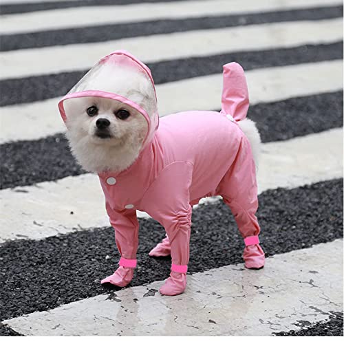 Hunde-Regenmantel, volle Abdeckung, Hunde-Regenmantel, wasserdicht, für kleine Hunde, Yorkie-Kostüm, Welpen-Overall, Haustier-Regenmantel, 1 Stück, Rosa XL von AMOIZH