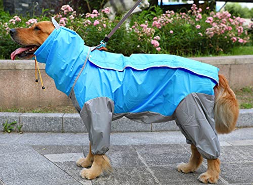 Hunde-Regenmantel für Hunde, wasserdicht, für Hunde, Regencape für mittelgroße und große Hunde, Kapuzenjacke, Poncho, Haustier-Regenmantel, 1 Stück, Blau 14 von AMOIZH