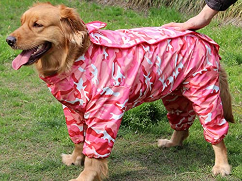 Hunde-Regenmantel, Hunde-Regenmantel, wasserdicht, für Hunde, Regencape für mittelgroße und große Hunde, Kapuzenjacke, Poncho, Haustier-Regenmantel, 1 Stück, Camouflage-Pink 28 von AMOIZH
