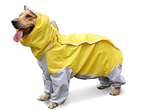 Hunde-Regenmantel für Hunde, wasserdicht, für Hunde, Regencape für mittelgroße und große Hunde, Kapuzenjacke, Poncho, Haustier-Regenmantel, 1 Stück, Gelb 16 von AMOIZH