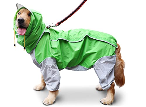 Hunde-Regenmantel für Hunde, wasserdicht, für Hunde, Regencape für mittelgroße und große Hunde, Kapuzenjacke, Poncho, Haustier-Regenmantel, 1 Stück, Grün 14 von AMOIZH