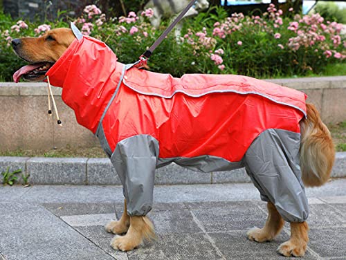 Hunde-Regenmantel, Hunde-Regenmantel, wasserdicht, für Hunde, Regencape für mittelgroße und große Hunde, Kapuzenjacke, Poncho, Haustier-Regenmantel, 1 Stück, Rot 14 von AMOIZH