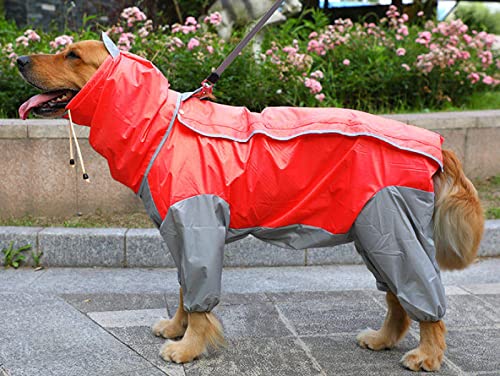 Hunde-Regenmantel, Hunde-Regenmantel, wasserdicht, für Hunde, Regencape für mittelgroße und große Hunde, Kapuzenjacke, Poncho, Haustier-Regenmantel, 1 Stück, Rot 16 von AMOIZH