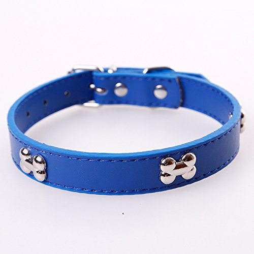 Hundehalsband, Knochenleder, langlebig, Haustier-Hundehalsband, Haustierzubehör, Halsband, Halsband für kleine große Hunde, 2 Stück, blau, L von AMOIZH