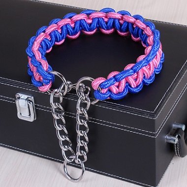 Hundehalsband, farbig, für große Hunde, Schäferhund, verstellbar, für mittelgroße und große Hunde, 2 Stück, Blau, Rosa, S 25 bis 30 cm von AMOIZH