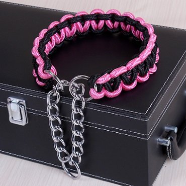 Hundehalsband, farbig, für große Hunde, Schäferhund, verstellbar, für mittelgroße und große Hunde, 2 Stück, Schwarz / Rosa, S, 25 bis 30 cm von AMOIZH