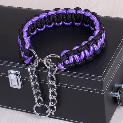 Hundehalsband, farbiges Hundehalsband, großer Hund, Schäferhund, verstellbar, für mittelgroße und große Hunde, 2 Stück, Violett, Schwarz, M 30 bis 40 cm von AMOIZH