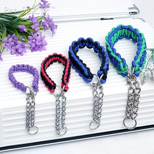 Hundehalsband, farbiges Hundehalsband, großer Hund, Schäferhund, verstellbar, für mittelgroße und große Hunde, 2 Stück, blau, lila, XL, 50 bis 65 cm von AMOIZH