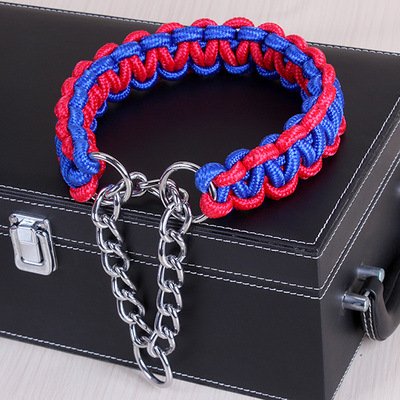 Hundehalsband, farbiges Hundehalsband, großer Hund, Schäferhund, verstellbar, für mittelgroße und große Hunde, 2 Stück, blau, rot, L 40 bis 50 cm von AMOIZH