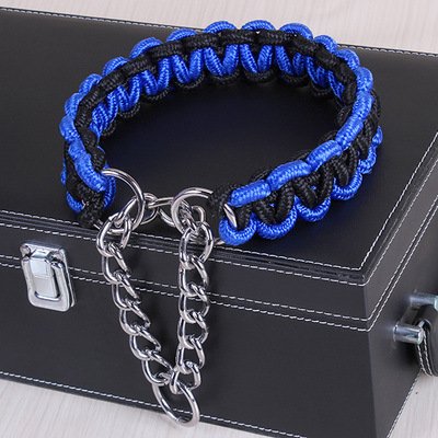 Hundehalsband, farbiges Hundehalsband, großer Hund, Schäferhund, verstellbar, für mittelgroße und große Hunde, 2 Stück, blau, schwarz, L 40 bis 50 cm von AMOIZH