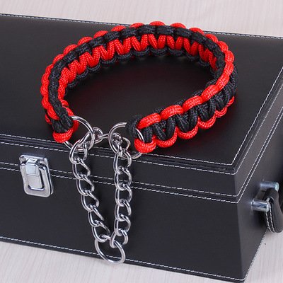 Hundehalsband, farbiges Hundehalsband, großer Hund, Schäferhund, verstellbar, für mittelgroße und große Hunde, 2 Stück, schwarz, rot, M 30 bis 40 cm von AMOIZH