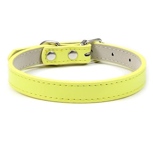 Hundehalsband, verstellbar, bunt, Haustierhalsband, Kätzchen, Katzenhalsband, PU-Leder, sicher für Hunde, weiches Haustierbedarf, 2 Stück, Gelb 1,5 S von AMOIZH