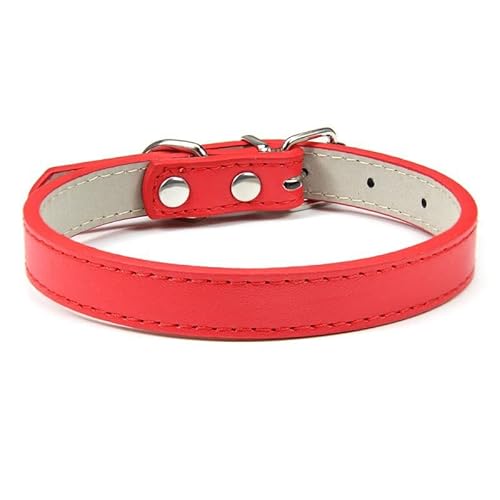 Hundehalsband, verstellbar, bunt, Haustierhalsband, Kätzchen, Katzenhalsband, PU-Leder, sicher für Hunde, weiches Haustierzubehör, 2 Stück, rot, M von AMOIZH