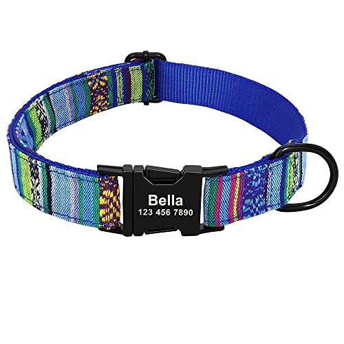 Hundehalsband Nylon Haustier Hundehalsband Benutzerdefiniertes Namensschild ID Tag Zubehör Hundehalsbänder Graviert Kleine Mittel Große Haustiere Halsbänder 1 Stück 02 S von AMOIZH